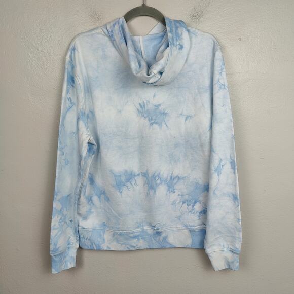 Faherty Tie Dye Hoodie Sweatshirt Mens Medium White Blue Pullover Cotton Terry - Picture 7 of 11